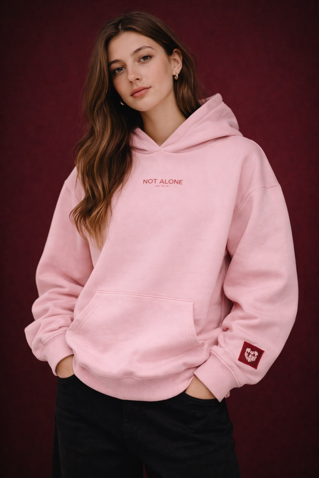 NOT ALONE Comfort Hoodie in Rosa