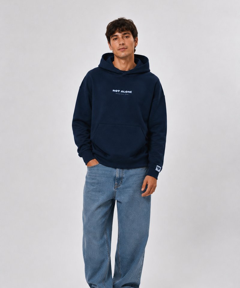 NOT ALONE Hoodie in French Navy, Vorderseite